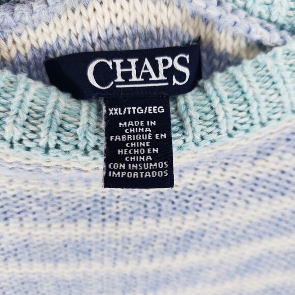 Chaps Sweater Womens Size XXL Multicolor Striped Short Sleeve Knit Pullover - Picture 5 of 5